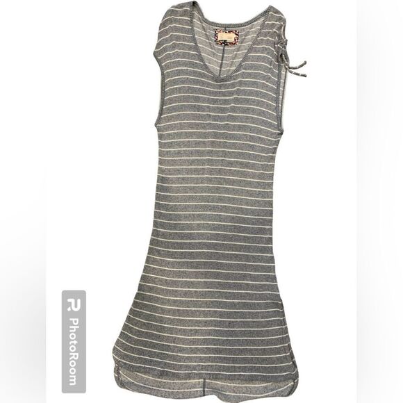 Anthropologie Gray and White Striped Maxi Dress - Picture 1 of 5